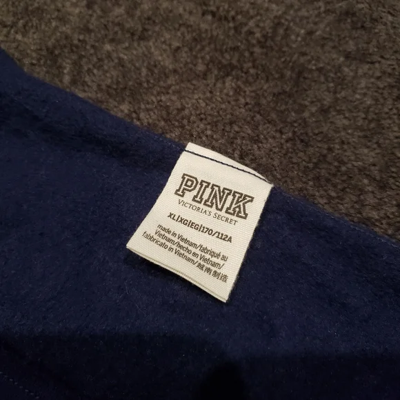 PINK Victoria's secret navy blue scoop neck fleese cropped sweatshirt - Picture 4 of 4